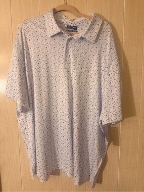 Hogan White Polo with Blue Micro-Print
